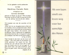 Hendricus Cornelis Keim- Cornelia Schneider